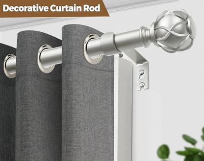 KAMANINA Curtain Rods for Windows 48 to 84 Inch, Heavy Duty, Antique Silver - color: Antique Silver, size: 48-84"