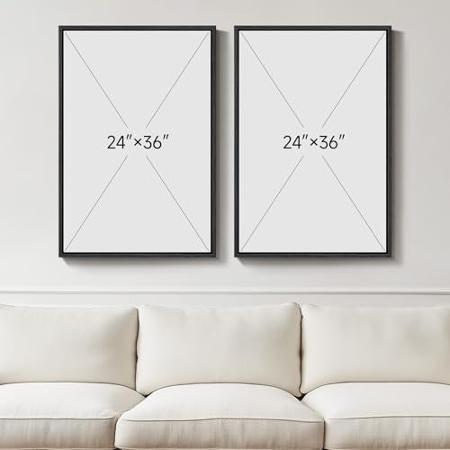 Large Framed Green Boho Abstract Canvas Wall Art for Living Room, 24x36 In - color: Neutral Green, size: 24" W x 36" H x 2Pcs