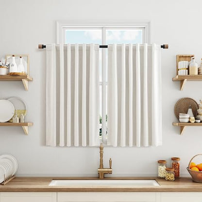 Nanspring 100% Blackout Linen Curtains for Bedroom 42x45 Long 2 Panel Cream - color: Natural, size: 42"W x 45"L (Pack of 2)