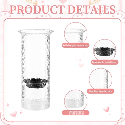 Patelai 15 Inch Large Glass Hurricane Candle Holder for Home Wedding Holiday Centerpiece Decoration Tall Clear Pillar Candle Holder with Removable Metal Insert