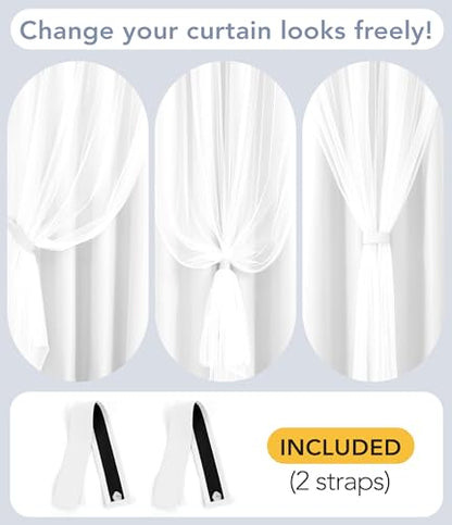 100% Blackout Curtains with Sheer, Greyish White, 52 x 63 inch, 2 Panels - color: Greyish White, size: 52"W x 63"L (Pack of 2)