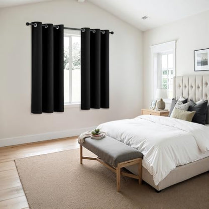MIULEE Blackout Curtains for Bedroom 2 Panels 29 x 40 Inch Long Black - color: Black, size: 29"W x 40"L (Pack of 2)