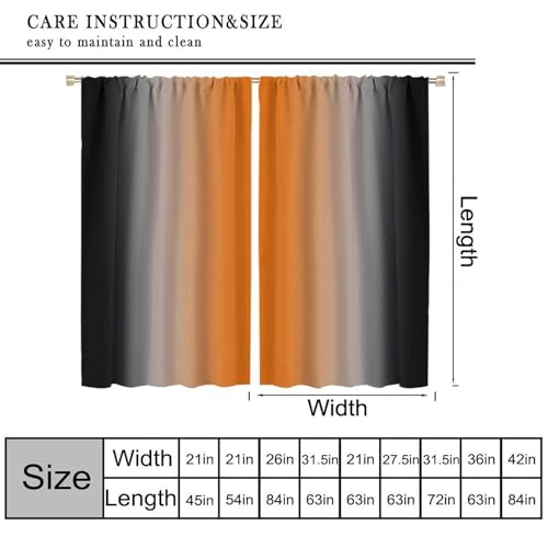 Orange Ombre Black Curtains,Abstract Art Painting Gradient Style Window Treatments for for Kids Decor Kitchen Bedroom Living Room 2 Panel Sets,42x45 Inch Decor - color: Geometric-20, size: 21"W x 44.5"L (Pack of 2)