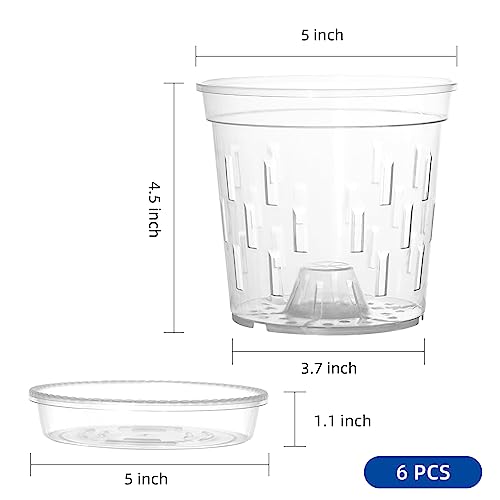TRUEDAYS Orchid Pot with Saucers, 6 Pack 5 Inch Plant Pot with Drainage - size: 5Inch-6Pack with 6 Saucers