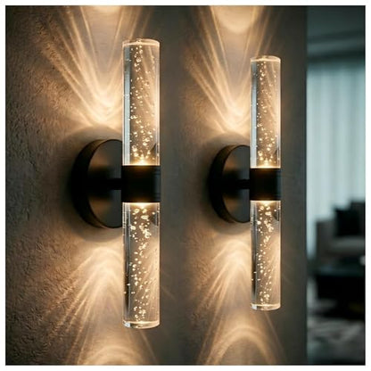 Battery Operated Wall Sconces Set of 2, 10000mAh Rechargeable Wall Light - color: Black, size: 12 inch