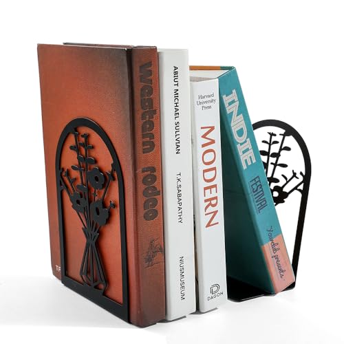 3Pairs Vase Flower Hollow Iron Bookends - color: 3pcs Style a