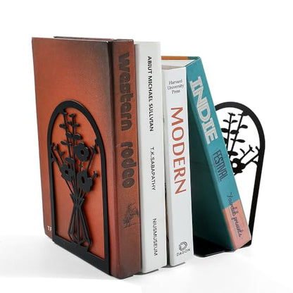 3Pairs Vase Flower Hollow Iron Bookends - color: 3pcs Style a