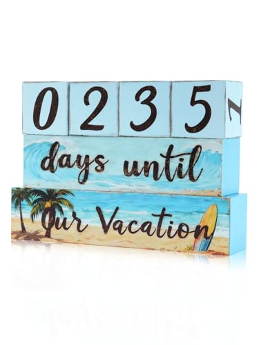 Vacation Countdown Wooden Tabletop Decor,Days Until Vacations Wood Sign For Indoor Home Decoration - size: Vacations