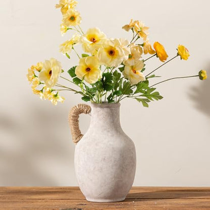 Vanselia Ceramic Flower Vase Home Table Decor Living Room Farmhouse 10 in - color: 10" With Hemp Rope