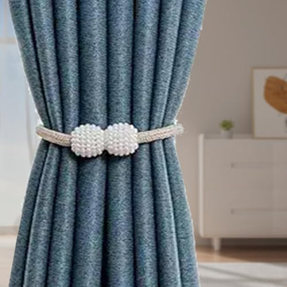 Magnetic Curtain Tiebacks with Pearl Accent, Simple Elegant Curtain Holdbacks for Home Window Drapery(2 Silver) - color: 2 Silver