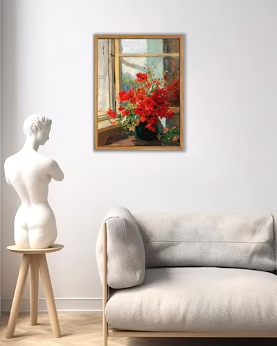 UPWOIGH Olga Wisinger-Florian Poppies Framed Wall Art, 12 x 16 Inch - color: Red Poppies, size: 16"L x 12"W