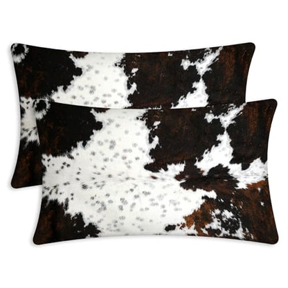 Black Brown White 12X20 Lumbar Throw Pillow Covers Cow Print - color: Cow Skin