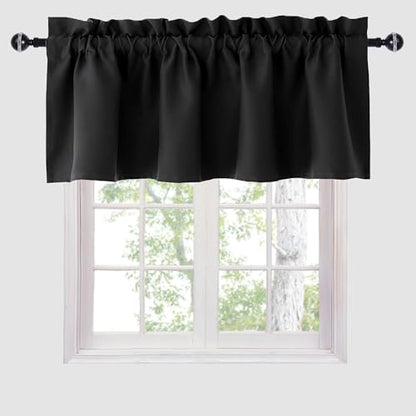 Hiasan Black Valance Curtains for Window 52 x 18 Inches 1 Panel - color: Black, size: 52"W x 18"L (Pack of 1)