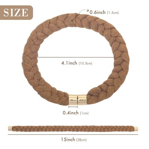 NICEEC 2 Pack Natural Cotton Rope Magnetic Curtain Tiebacks Elegant Twisted Braid Style Drape Tie Backs Soft Hand-Woven Rope Curtain Holdbacks for Home & Office Window Draperies (Khaki-02) - color: Khaki-02, size: 2 Pack