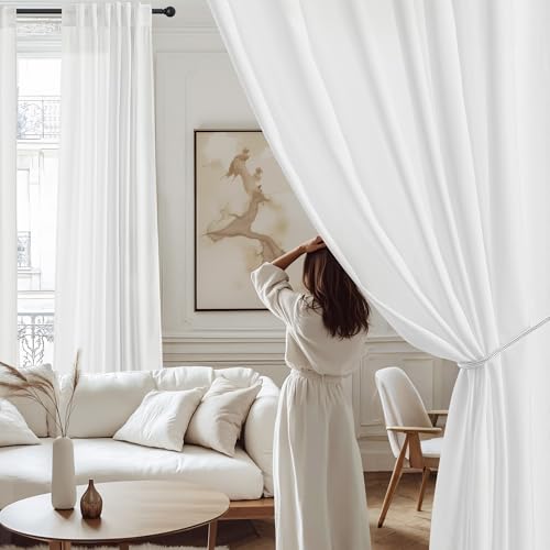 NICETOWN Non-See-Through Sheer Bathroom Curtains, Off White, W52xL45 - color: Off White, size: 52"W x 45"L (Pack of 2)