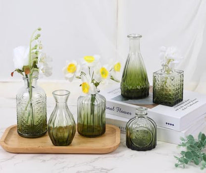 18pcs Green Glass Bud Vase Set, Small Flower Vases for Centerpieces in Bulk - color: Green, size: 18pcs