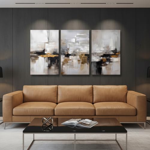 Neutral Abstract Landscape Textured Modern Wall Art for Living Room - color: abstract, size: 16L"x12W"