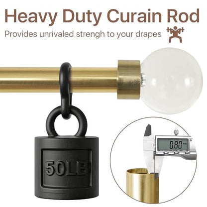 NICETOWN Adjustable Gold Curtain Rod, Extendable Living Room Window Treatment Curtain Rod, Luxury Gold Metal Finish with Crystal Glass Ball Finials, for Villa, Kitchen, Bathroom, Window, 28-48 Inches - color: Glass & Gold, size: 28" to 48"