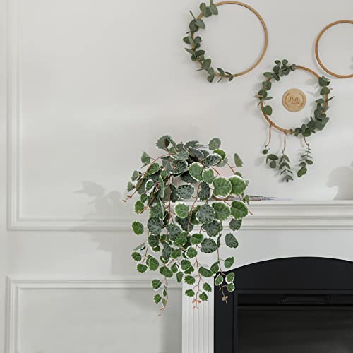Briful 17" Artificial String of Hearts Plant in White Ceramic Pot - color: Green