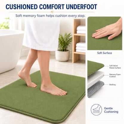 Green Bathroom Set Extra Soft Memory Foam Bath Mat Sets 3 Piece Non Slip Absorbent & Dry Living Mat Sets Washable Bath Carpets with Toilet Rug,Bath Rugs for Bathroom,Tub,Shower,Kitchen,Bedroom - color: Lime Green
