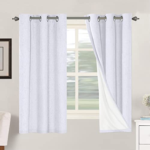 H.VERSAILTEX 100% Blackout Linen Curtains 63" L 2 Panels Bright White - color: Bright White, size: 42"W x 63"L (Pack of 2)