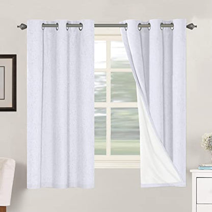 H.VERSAILTEX 100% Blackout Linen Curtains 63" L 2 Panels Bright White - color: Bright White, size: 42"W x 63"L (Pack of 2)