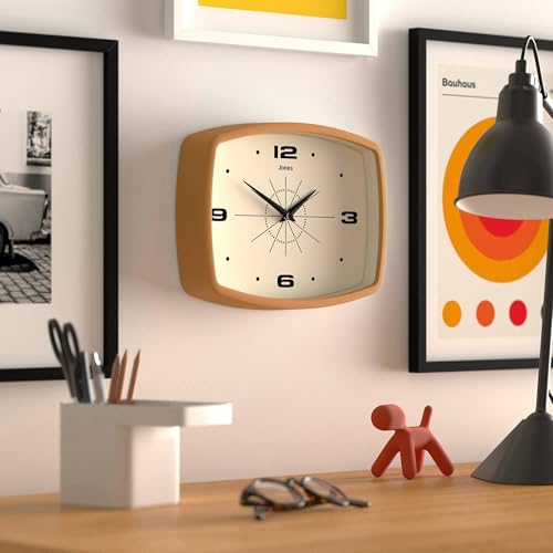 JONES CLOCKS® Movie wall Clock | Rectangular Retro Clock | 10" | Yellow - color: Mustard Yellow
