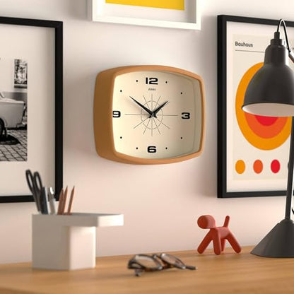 JONES CLOCKS® Movie wall Clock | Rectangular Retro Clock | 10" | Yellow - color: Mustard Yellow