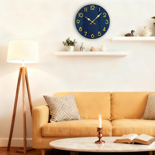 Blue Small Wall Clocks Battery Operated, 8 Inch Silent Wall Clock - size: 8 Inch