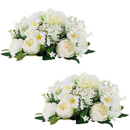 Flower Balls Centerpieces for Tables: White Silk Rose, 2Pcs - color: White, size: 2 PCS