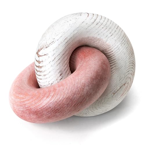 EOSAHR Wood Knot Decor for Bookshelf Entryway & Coffee Table, Pink & White - color: Pink & White