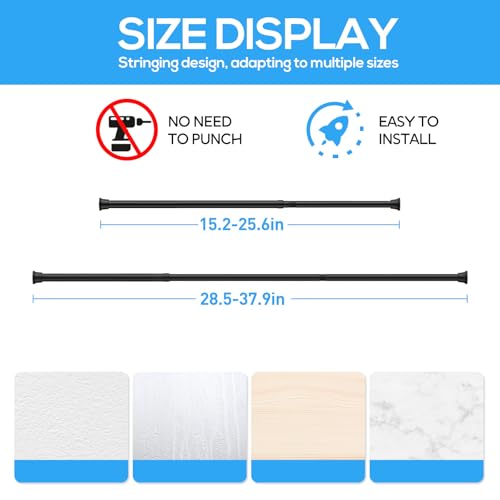2Pcs Spring Tension Curtain Rod, Black Tension Rod 16-36 Inch - color: Black, size: 18-36inch（2PCS）