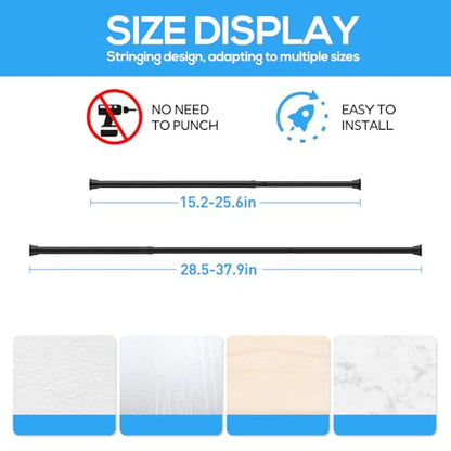 2Pcs Spring Tension Curtain Rod, Black Tension Rod 16-36 Inch - color: Black, size: 18-36inch（2PCS）
