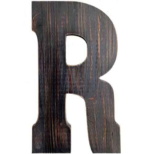 ABELOTS Big Letter Wall Art for Living Room, Bathroom, Bedroom, and Home Decor, Rustic Farmhouse Lettering for Family Last Names, Large Decorative Wood, 14” x 10”(Big R) - color: Big R