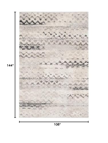 SAFAVIEH Retro Collection Area Rug - 9' x 12', Cream & Grey, Modern Abstract Design, Non-Shedding & Easy Care, Ideal for High Traffic Areas in Living Room, Bedroom (RET2136-1180) - size: 9' x 12' (Rectangular)