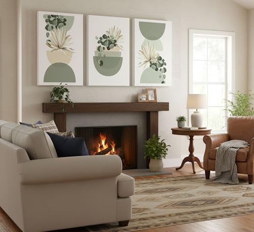 LAJDXSX 3 Pcs Neutral Abstract Boho Canvas Wall Art - color: Sage, size: 12x16in-Canvas