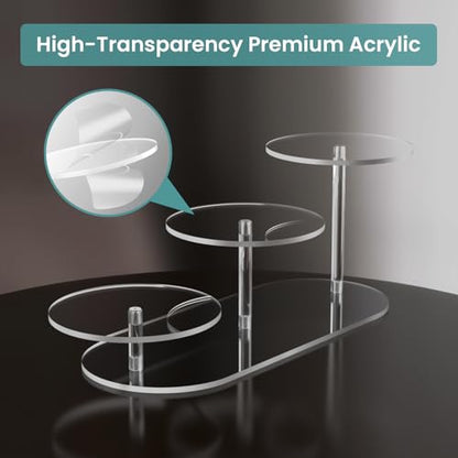 NiHome 3-Tier Acrylic Display Riser for LEGO Botanicals & Cupcakes, Clear