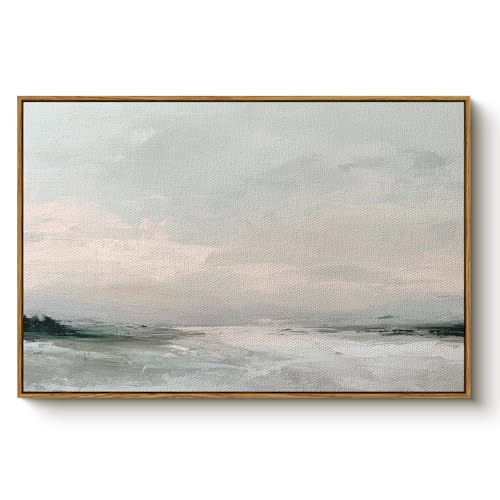 Bzstyleart Framed Vintage Wall Art, Misty Shoal, 36 x 24 Inch - color: Misty Shoal, size: 36"L x 24"W