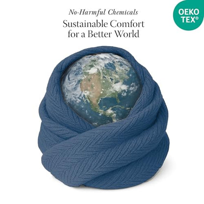Threadmill Luxury 100% Cotton King Herringbone Blanket, Folkstone Blue - color: Folkstone Blue, size: King (106" x 92")