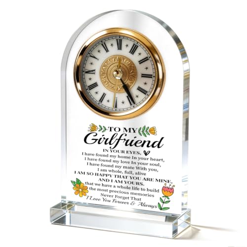 WKYAER Gifts for Girlfriend Acrylic Desk Clock, to My Girlfriend Love Keepsake, Sweet Relationship Quote Decor, Valentines Day Present, Home Bedroom Display, 4.3 x 7.8 in - color: Gift 06