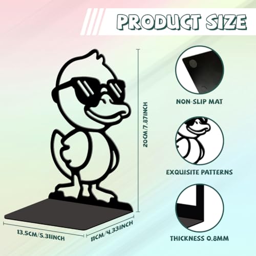 Peacoblue 5.3"x4.3"x7.9" Metal Bookends, Heavy Duty Book Ends for Shelves - style: Cute Duck with Sunglasses