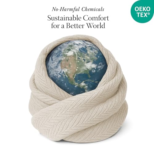 Threadmill Luxury 100% Cotton Twin Herringbone Blanket, Sand - color: Sand, size: Twin (68" x 92")