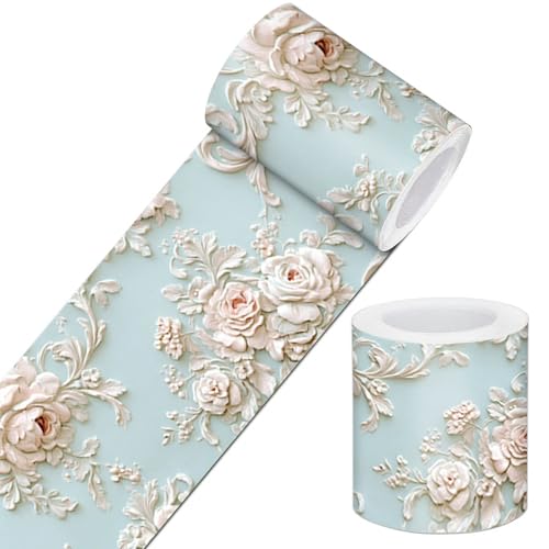 IVN Wallpaper Border Peel and Stick Wall Vintage Baroque Rose 4x196 Inch - color: Vintage Baroque Rose