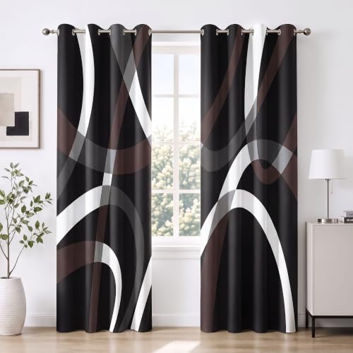 weesire Black and Brown Blackout Curtains, 52 x 63 Inch, Grommet, 2 Panels - color: P1-brown, size: 52"W x 63"L (Pack of 2)