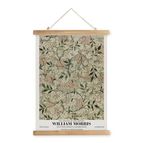 MIDEFINCH William Morris Vintage Green Botanical Linen Canvas Scroll Poster - color: WILLIAM MORRIS F