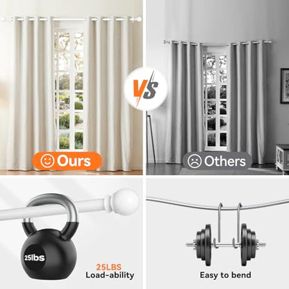 White Curtain Rods for Windows 28-48 Inch,5/8"Adjustable Small Curtain Rod - color: White, size: 28-48"(2 Pack)