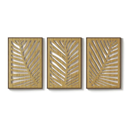 Large Framed Boho Cutout Carved Wood Wall Art for Living Room, 24x36 Inch - color: Brown Color