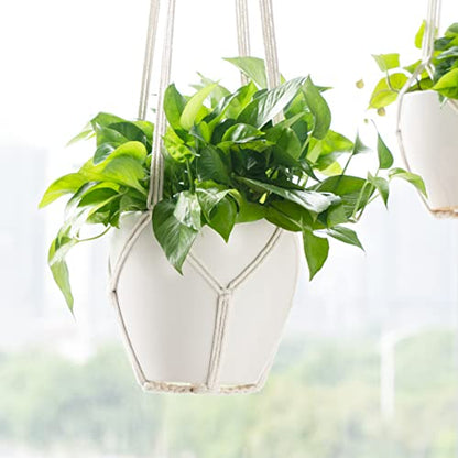 Dahey Macrame Plant Hanger Indoor 43 Inches Hanging Plant Holder Basket - color: Cream, size: 43Inch