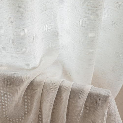 Linen Textured Sheer Curtains for Living Room Rod Pocket Top - color: White, size: 52"W x 102"L (Pack of 2)