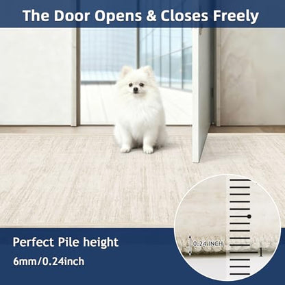 2x5 Washable Runner Rugs，Modern Abstract Rug Runner,Ultra-Thin Kitchen Runner Rug Non-Slip Backing Entryway Runners,Bathroom Carpet for Hallways,Bedroom，Laundry Room - color: Beige, size: 2' x 5' (Runner)